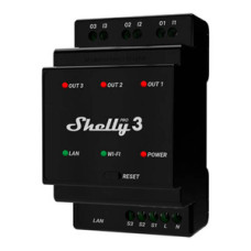 Shelly DIN Rail Smart Switch Shelly Pro 3 with dry contacts, 3 channels