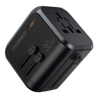 Choetech Travel wall charger Choetech PD5008, 3xUSB-A, 1xUSB-C, GaN, 30W, US/EU/UK/AU (black)