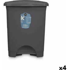 Bigbuy Home Atkritumu tvertne ar pedāli Antracīts Plastmasa 30 L (4 gb.)