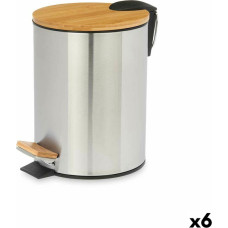 Berilo Pedal bin Brown Silver Bamboo Stainless steel 3 L (6 Units)