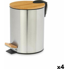 Berilo Pedal bin Brown Silver Bamboo Stainless steel 5 L (4 Units)