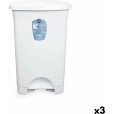 Bigbuy Home Atkritumu tvertne ar pedāli Balts Plastmasa 50 L (3 gb.)