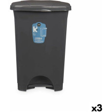 Bigbuy Home Pedal bin Anthracite Plastic 50 L (3 Units)