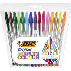 BIC Lodīšu Pildspalvu Komplekts Bic Cristal Multicolor 15 Daudzums Daudzkrāsains 0,42 mm (15 Daudzums)