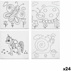 Pincello Canvas Balts Drāna 15 x 15 x 1,5 cm Krāsošanas paklājs dzīvnieki (24 gb.)