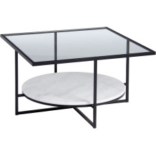 Bigbuy Home Centrālais galds Balts Melns Stikls Marmors Dzelzs 80 x 80 x 46,5 cm