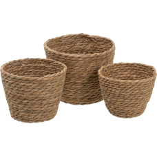 Bigbuy Home Set of Baskets Natural 17 x 17 x 20 cm Natural Fibre (3 Pieces)