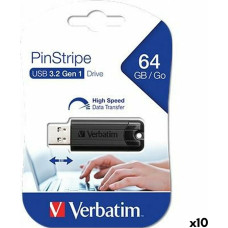 Verbatim Zīmuļasināmais Verbatim Pinstripe Melns 64 GB (10 gb.)