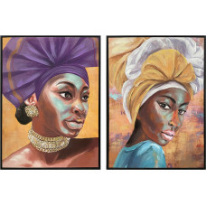 Dkd Home Decor Canvas DKD Home Decor 60 x 3,5 x 80 cm Koloniāls Āfrikas sieviete (2 gb.)