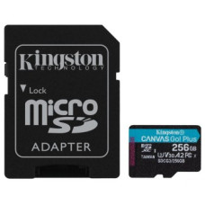 Kingston 256GB CANVAS GO! PLUS MICROSD CL10 UHS-I U3 W ADAPTER